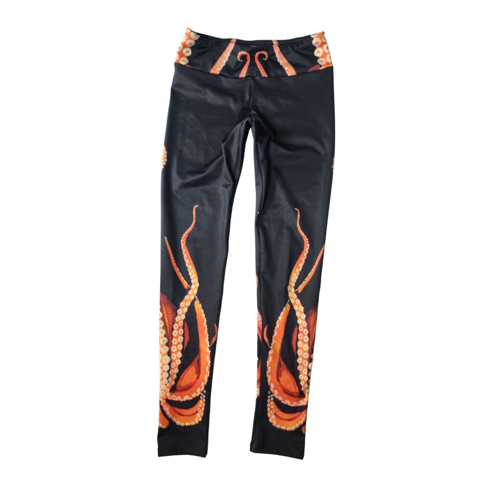 Love From Alaska Octopus Tentacle Leggings S Black Orange Athleisure